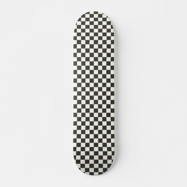 Svart och vit rutig mini skateboard bräda 18,5 cm (Framsida)