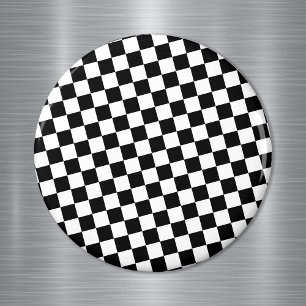 Svart och vit rutig mönster magnet
