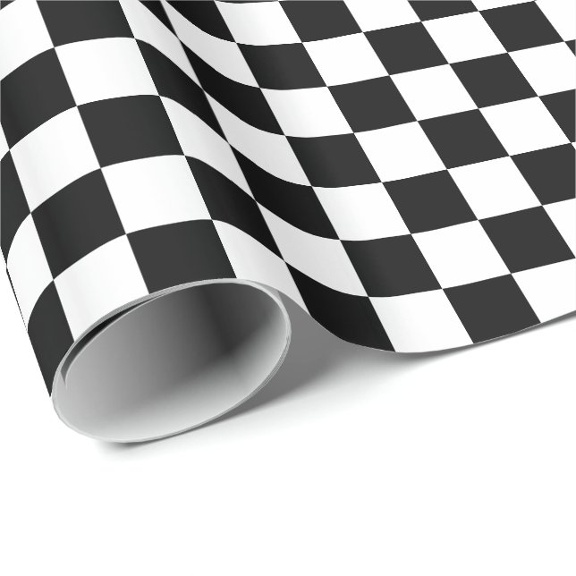 Svart och vit rutig presentpapper (Rullad Hörn)