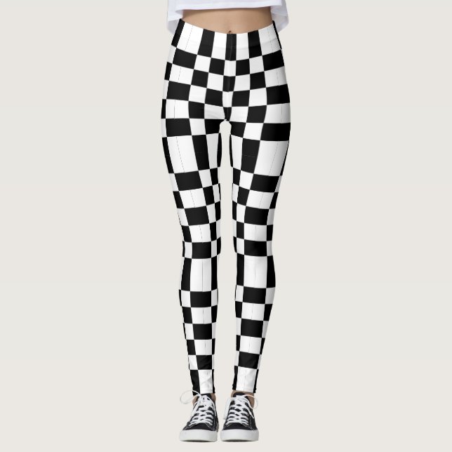 Svart och vit rutig Punk Leggings (Framsida)