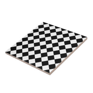 Svart Och Vit Rutig Schackbräde Flagga Design Kakelplatta
