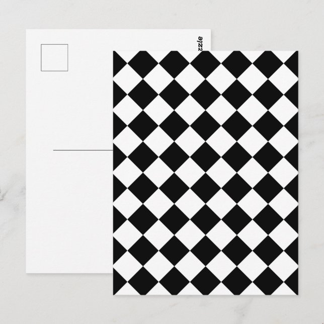 Svart och vit rutig schackbrädesflagga design vykort (Fram/baksida)