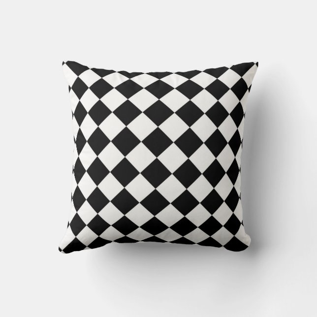 Svart Och Vit Rutig Schackrutig Flagga Design Kudde (Baksida)
