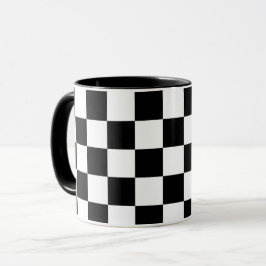 Svart och vit rutig tryck mugg