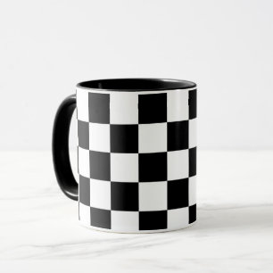 Svart och vit rutig tryck mugg