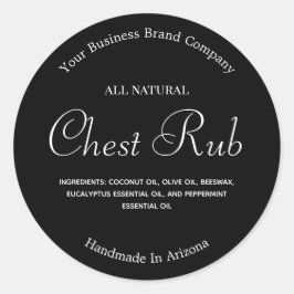 Svart och vit salva Produktetikett för kall gnidni Runt Klistermärke