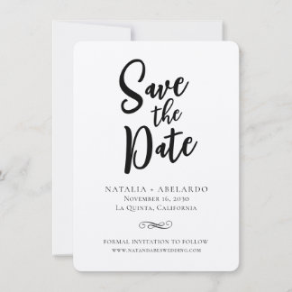 Svart och vit Save The Date-kort Elegant Spara Datumet