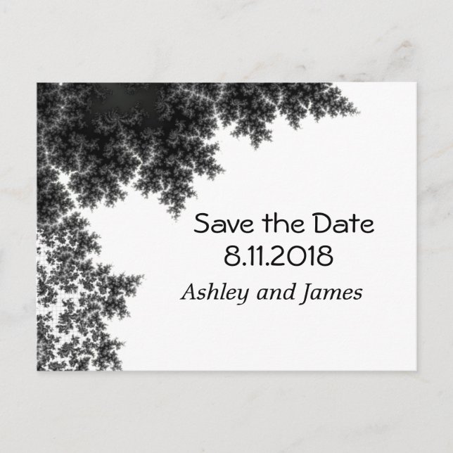 Svart och vit Save the Date Meddelande Vykort (Framsida)
