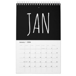 Svart och vit script kalligrafi skrivstil kalender