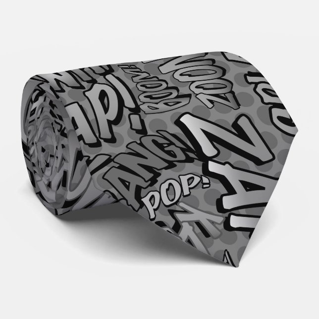 Svart och vit seriebok Pop Art Superhjälte Slips (Rullad)