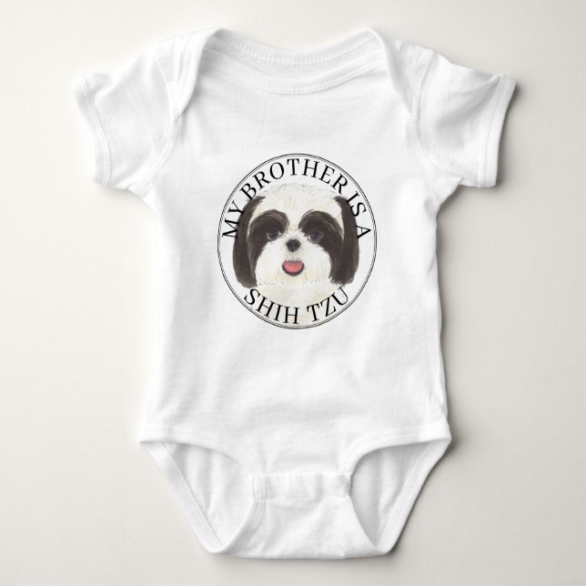 Svart och vit Shih Tzu bror T Shirt (Framsida)