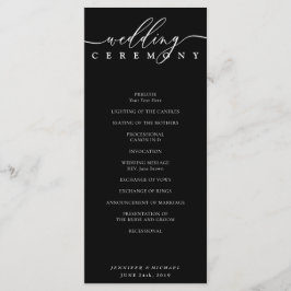Svart och vit signatur bröllopsfest ceremoni program