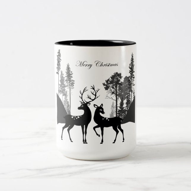 Svart och vit silhuetterventil Två-Tonad mugg (Center)