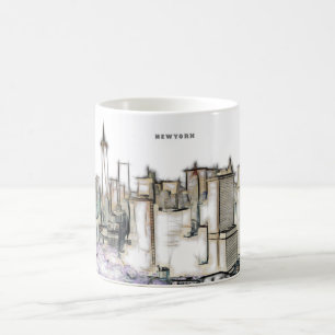 Svart och vit siluett New york City Teckning Kaffemugg