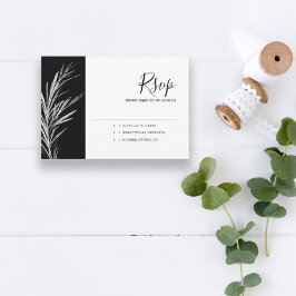 Svart och vit silver RSVP bröllopssvarskort OSA Kort