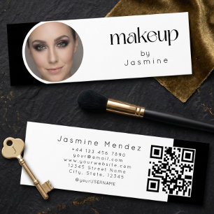 Svart Och Vit Skönhet Professionell MUA Foto Qr Mini Visitkort