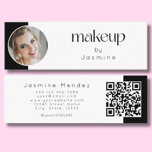 Svart Och Vit Skönhet Professionell MUA Foto Qr Mini Visitkort