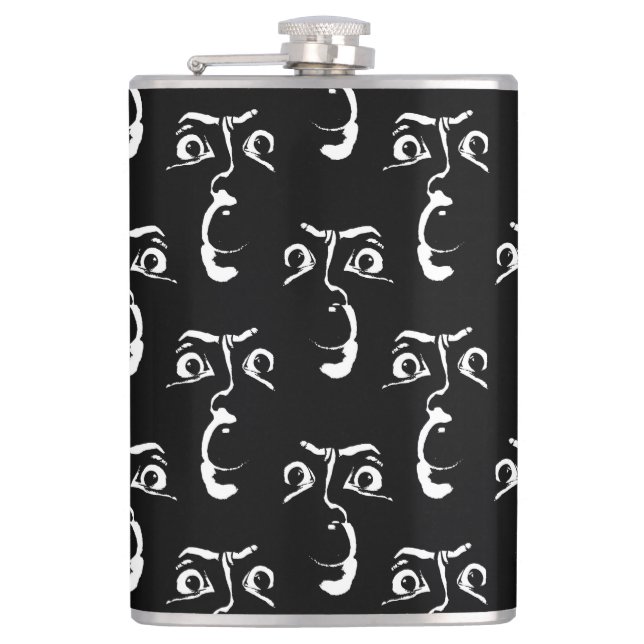 Svart och vit skräck ansikte fickplunta (Framsidan)