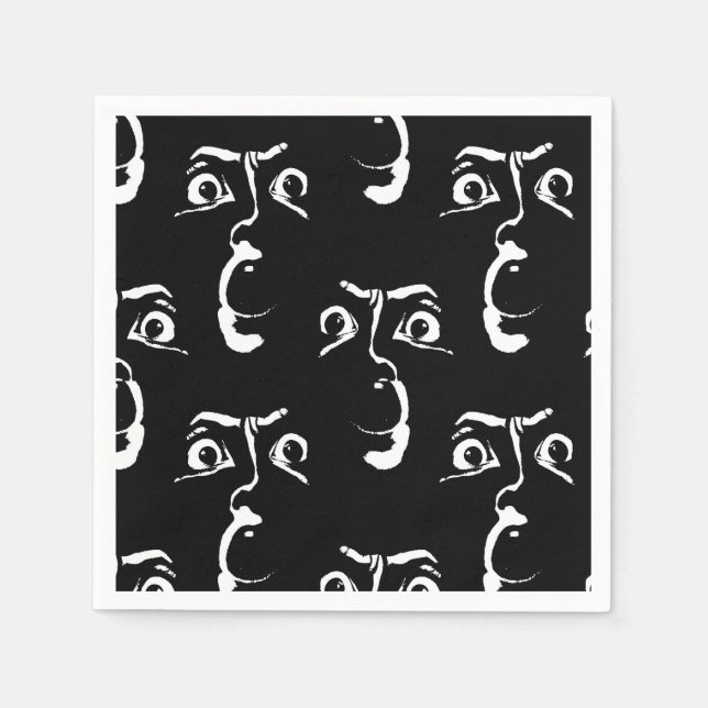 Svart och vit skräck ansikte pappersservett (Framsidan)