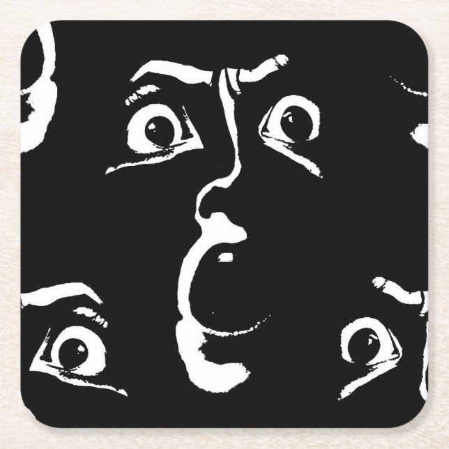 Svart och vit skräck ansikte underlägg papper kvadrat (Framsidan)