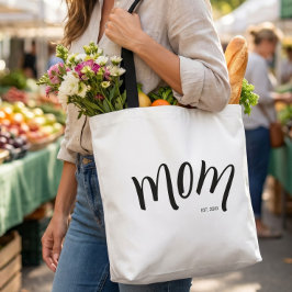 Svart och vit skript Mamma Grundad Elegant Tygkasse