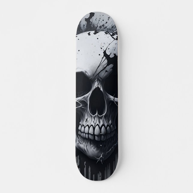 Svart och vit Skull - Tbit-Döskallars design Mini Skateboard Bräda 18,5 Cm (Framsida)