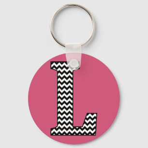 Svart och vit skvron L Monogram Basic-nyckelkedja Nyckelring