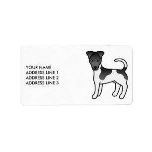 Svart Och Vit Slät Foxterrier Hund & Text Adressetikett