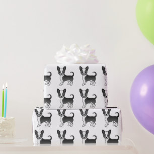 Svart och vit slät päls Chihuahua hund mönster Presentpapper