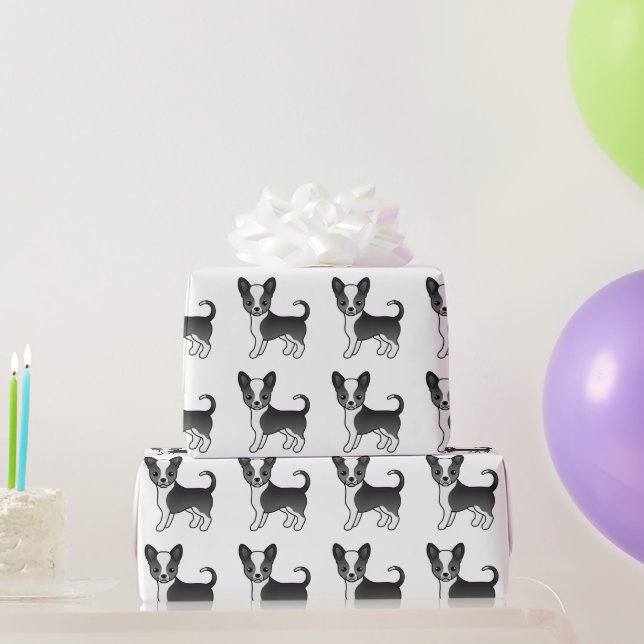 Svart och vit slät päls Chihuahua hund mönster Presentpapper (Festgåvor)