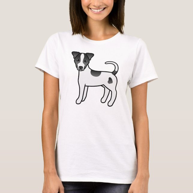 Svart och vit slät päls Parson Russell Terrier T Shirt (Framsida)