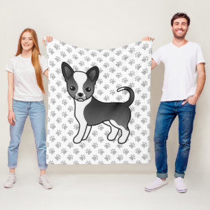 Svart Och Vit Slätpälsad Chihuahua Hund & Tassar Fleecefilt