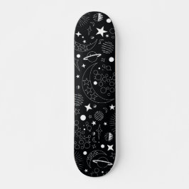 Svart och vit slimmad galaxdesign mini skateboard bräda 18,5 cm