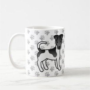 Svart Och Vit Smooth Fox Terrier Tecknad Hund Kaffemugg
