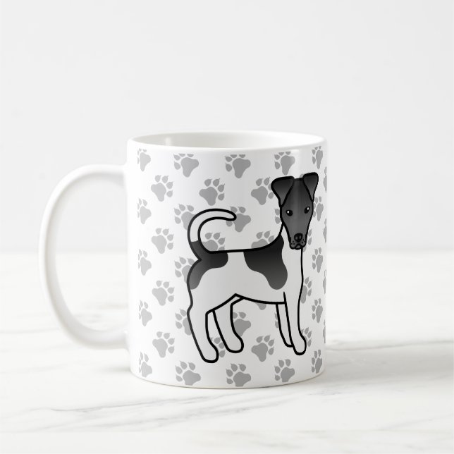 Svart Och Vit Smooth Fox Terrier Tecknad Hund Kaffemugg (Vänster)