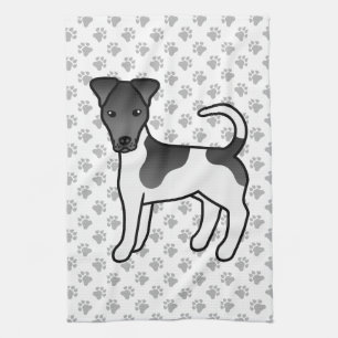 Svart Och Vit Smooth Fox Terrier Tecknad Hund Kökshandduk