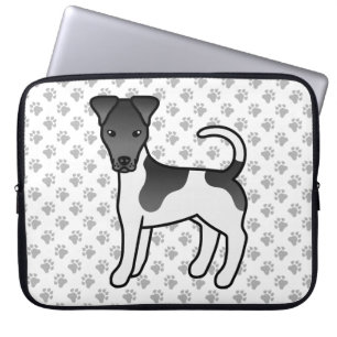 Svart Och Vit Smooth Fox Terrier Tecknad Hund Laptop Fodral