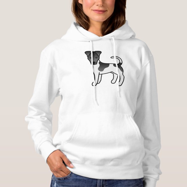 Svart Och Vit Smooth Fox Terrier Tecknad Hund T Shirt (Framsida)