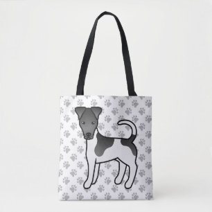 Svart Och Vit Smooth Fox Terrier Tecknad Hund Tygkasse