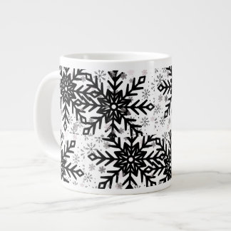 svart och vit snöflinga mugg jumbo mugg