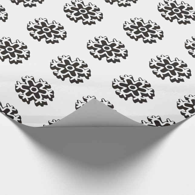 Svart och vit snöflingemönster presentpapper (Hörn)