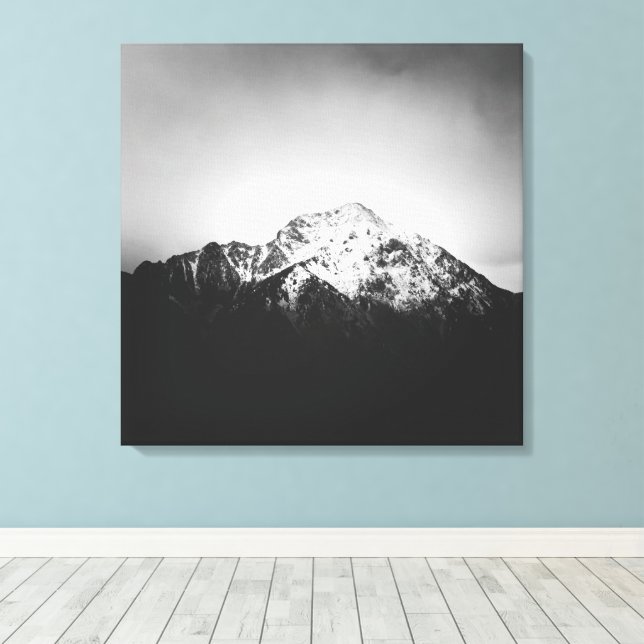 Svart och vit snöig berg canvastryck (Insitu (trägolv))