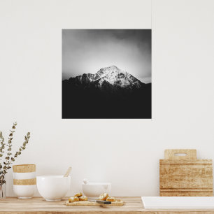 Svart och vit snöig berg poster