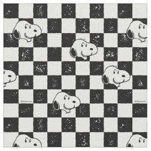 Svart och vit Snoopy-rutig mönster Tyg