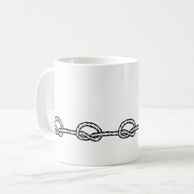 Svart och vit snöre mönster kaffemugg (Framsida vänster)