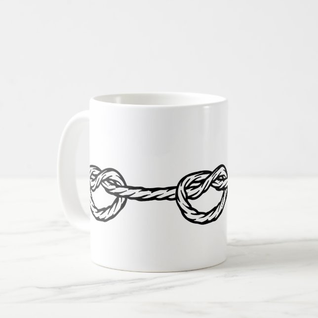 Svart och vit snöre mönster kaffemugg (Framsida vänster)