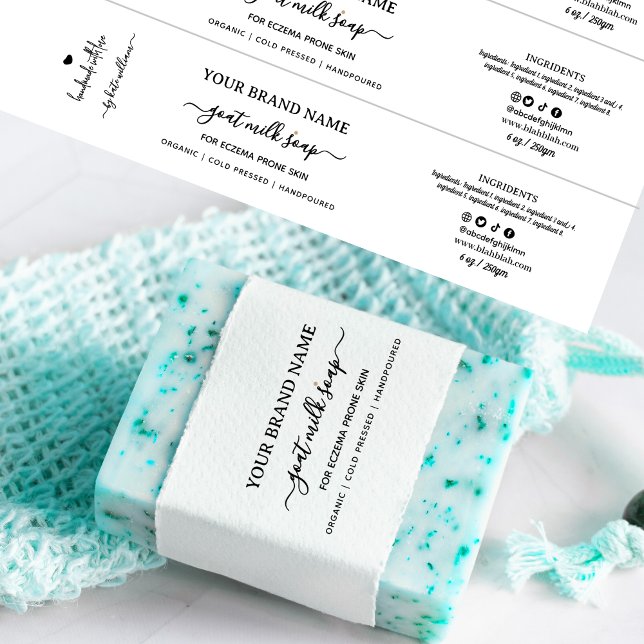 Svart och vit soap Belly Band Wrap Label (Skapare uppladdad)