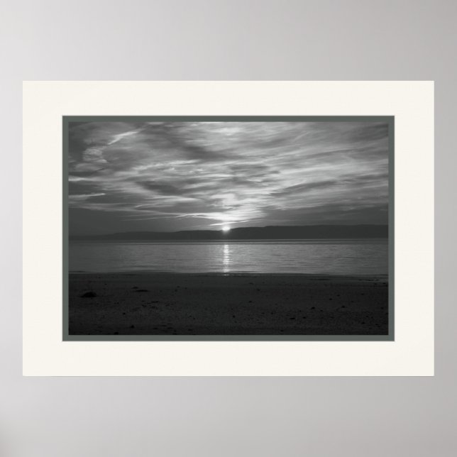 Svart och vit solnedgång ~ Fotografisk utskrift Poster (Framsidan)