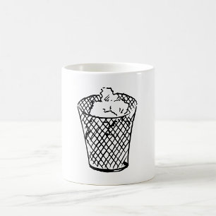 Svart och vit soptrask av trådduk kaffemugg