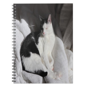Svart och vit sovande katt/Lägg till ditt husdjurs Anteckningsbok
